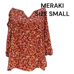 COLD SHOULDER FLORAL WOMENS PULLOVER BY MERAKI IN SIZE SMALL